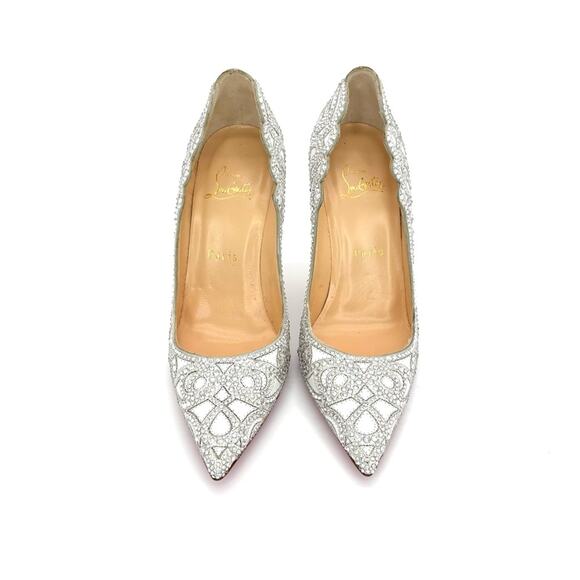 Christian Louboutin Top Vague 100 Kid Crystal Embellished Pumps Women’s 37.5 - Picture 7 of 9